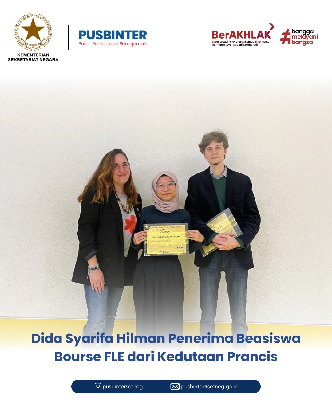 Penerjemah Kementerian Sekretariat Negara Terima Beasiswa Bourse FLE untuk Pelatihan Bahasa Prancis